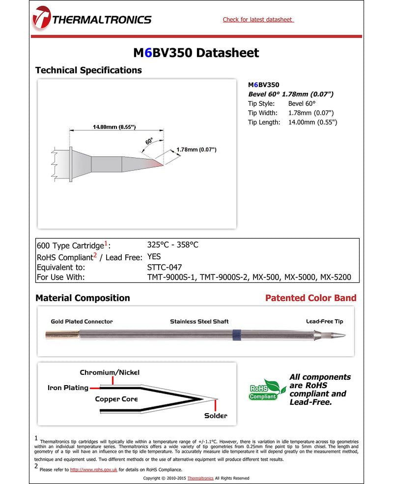  [AUSTRALIA] - Thermaltronics M6BV350 Bevel 60deg 1.78mm (0.07in) interchangeable for Metcal STTC-047