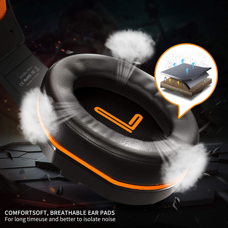  [AUSTRALIA] - Kikc PS4 Gaming Headset with Mic for Xbox One, PS5, PC, Mobile Phone and Notebook, Controllable Volume Gaming Headphones with Soft Earmuffs, Headphones for Kid Orange 1