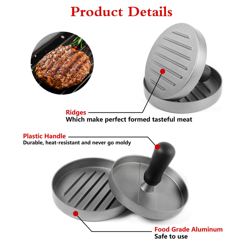  [AUSTRALIA] - Gkotta Hamburger Press Patty Maker for 1/4 to 1/2 Lb Patty, Aluminum Non-Stick Burger Patty Press with 100 Sheets of Wax Paper and Plastic Gloves, 4.5 Inch Diameter, Weight 8 oz