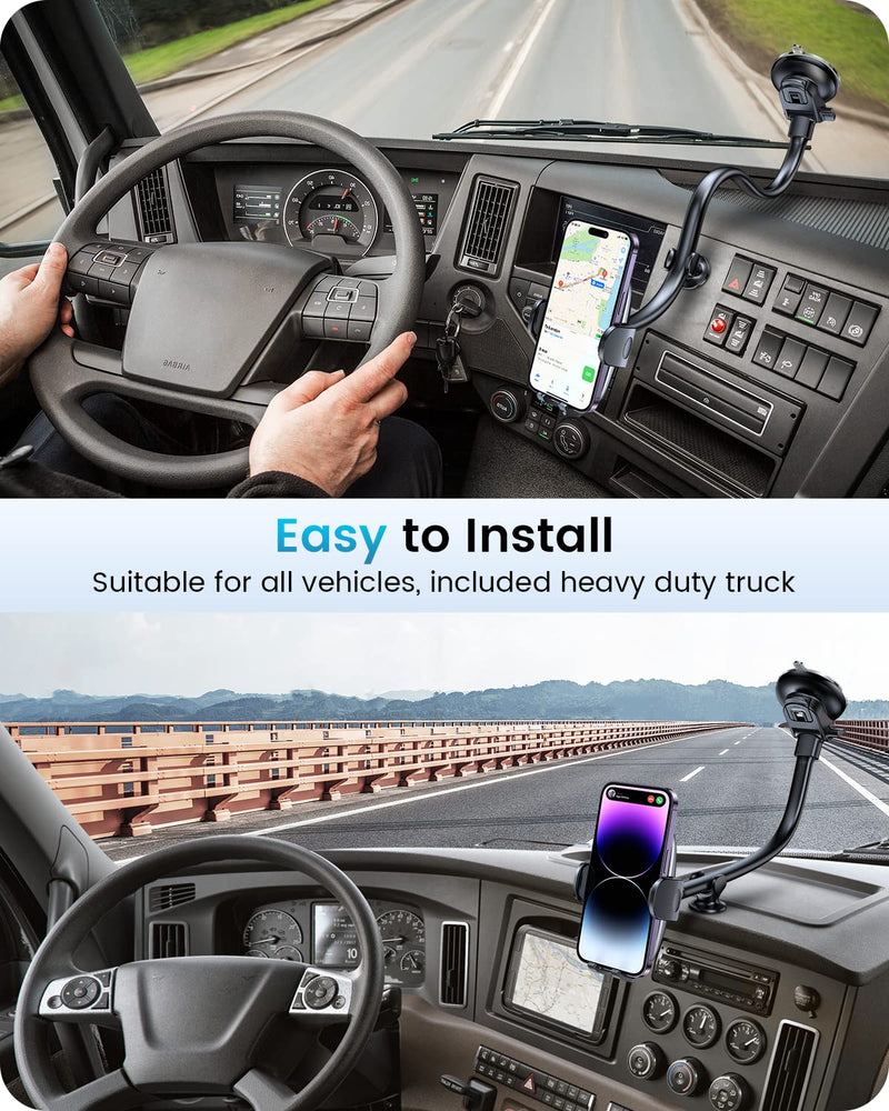  [AUSTRALIA] - APPS2Car Cell Phone Holder Car, Windshield/Dashboard/Window Car Phone Holder Mount, Suction Cup Phone Mount for Car Truck Compatible with iPhone Samsung All Cellphones, Thick Case & Big Phone Friendly