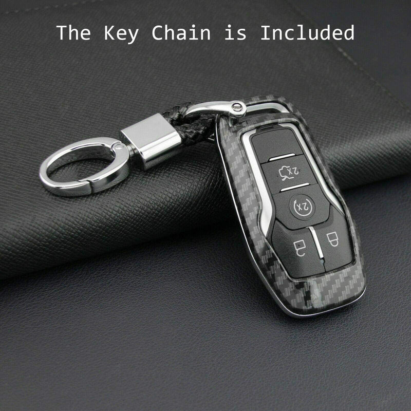  [AUSTRALIA] - Partol Keyless Smart Key Fob Cover Case Black Glossy Carbon Fiber Finish Key Fob Shell for Ford Fusion Mustang Edge F150 F250 Explorer Mondeo Lincoln MKZ MKC MKX Ford Lincoln