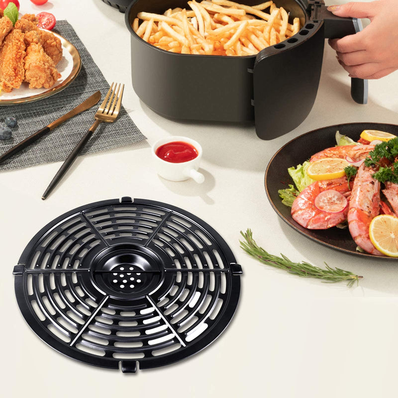  [AUSTRALIA] - Air Fryer Replacement Parts, Round Grill Plate Crisper Plate for 3.7 QT Non-Stick Coating Air Fryer Accessories Air Fryer Rack Compatible with Gowise Chefman Dash Power, Dishwasher Safe 3.7QT(Black)