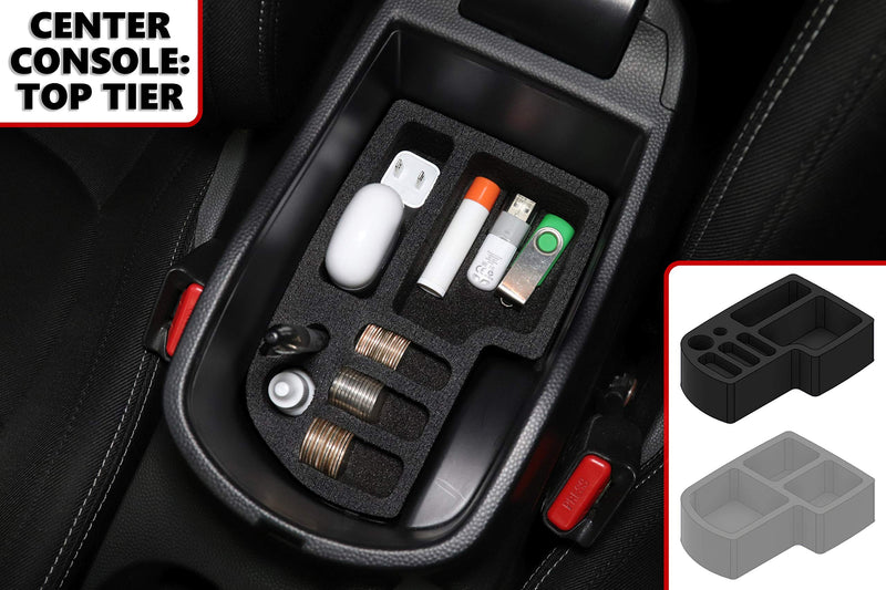  [AUSTRALIA] - Red Hound Auto Center Console Organizer 2 Piece Stacking Set Vehicle Organizational System Inserts Compatible with Kia Soul 2014-2019 Black Anti-Rattle Made in USA Center Console - 2 Piece