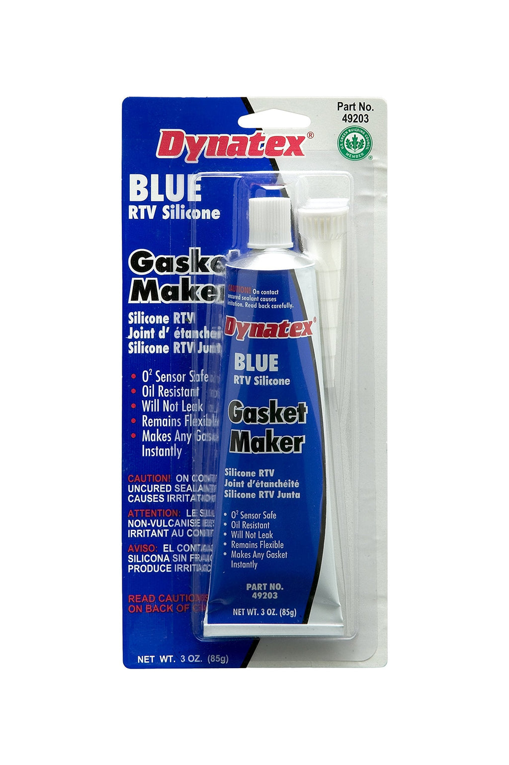  [AUSTRALIA] - Dynatex 49203 Low Volatile RTV Silicone Gasket Maker, 0 to 500 Degree F, 3 oz Carded Tube, Blue