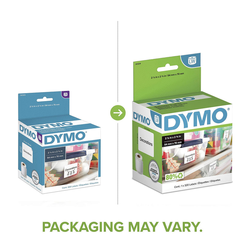 DYMO Authentic LW Large Multi-Purpose Labels for LabelWriter Label Printers, White, 2-1/8'' x 2-3/4'', 1 roll of 320 (30324) - LeoForward Australia