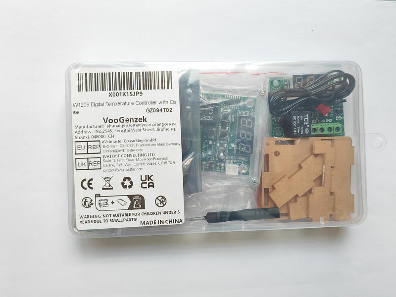  [AUSTRALIA] - VooGenzek Pack of 2 W1209 Temperature Controller Module with Housing, 12V DC Micro Digital Thermostat -50-110°C Electronic Temperature Temp Control Module Switch, with NTC Sensor Probe (Red & Blue) Temperature Controller with Housing