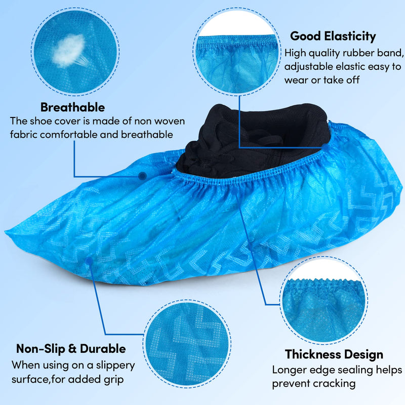  [AUSTRALIA] - Shoe Covers,Shoe Covers Disposable Non Slip-100 Pack(50 Pairs) Booties for Shoe Covers,Dust proof,Non-Toxic, Recyclable, Protect Your Shoes,Floor,Carpet,One Size Fit Most,Blue Non Woven