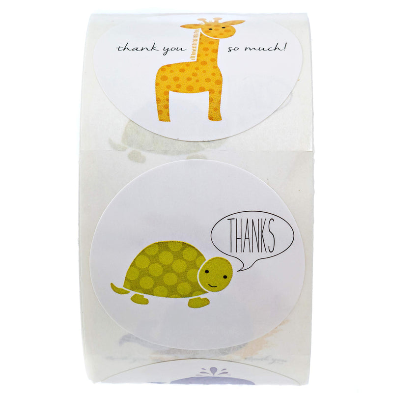 Adorable Animals Thank You Stickers - 1.5" Circle Labels / 500 per Pack/Baby Shower Thank You Stickers - LeoForward Australia