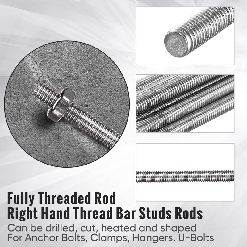  [AUSTRALIA] - 24 Pack 8/32 Inch M4 Threaded Rod with Hex Nuts 12 Pcs M4 Stainless Steel Threads Studs Rods 12 Pcs M4 Stainless Steel Fully Threaded Hex Nuts for Beaded Garden Stake Rods (12 Inch) 12 Inch