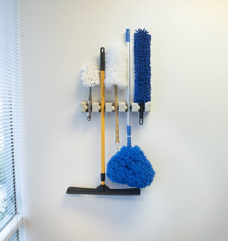 Magic Holder 5 Position Mop and Broom Holder, Floor Mop Holder, Broom Utility Holder, Storage Solutions and Organizers for Cleaning Magic Holder 5 Position - LeoForward Australia