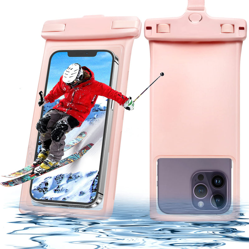  [AUSTRALIA] - CreaDream Waterproof Phone Pouch Case, 3D Stereoscopic 7" Waterproof Cell Phone Dry Bag for iPhone 14 13 12 11 XS XR X Pro Max, S22 S21 Ultra, IPX8 Underwater Phone Protector, Crystal Pink