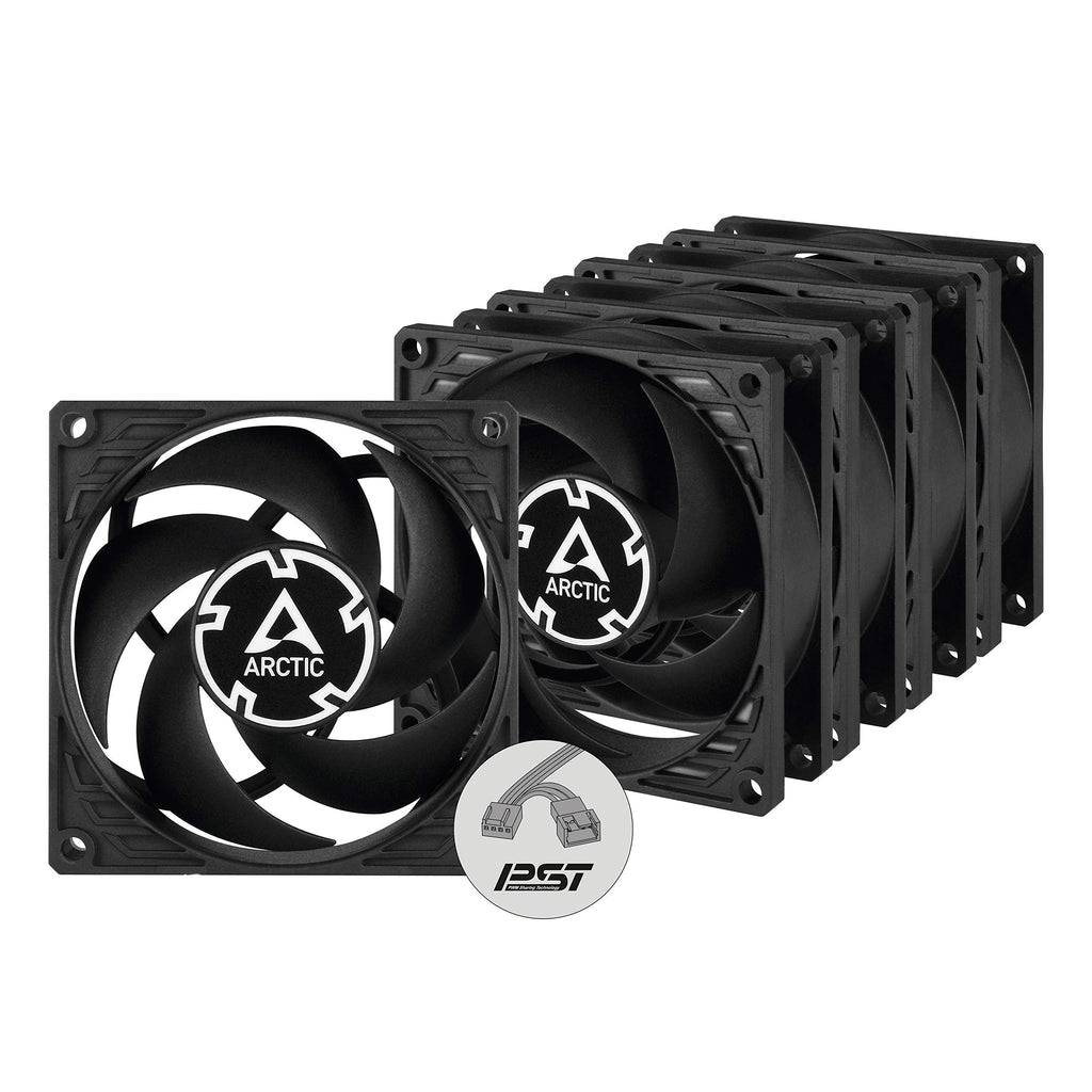  [AUSTRALIA] - ARCTIC P8 PWM PST (5 Pack) - 80 mm Case Fan, PWM Sharing Technology (PST), Pressure-Optimised, Very quite motor, Computer, Fan Speed: 200-3000 RPM - Black P8 PWM PST, 5 Pack