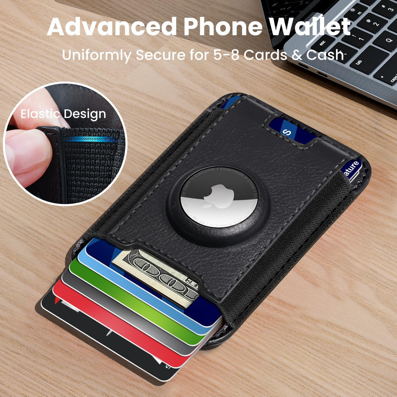  [AUSTRALIA] - ORNARTO Magnetic Card Wallet Design for iPhone 14/13/12, Premium Leather Magnetic Holder for iPhone 14 Pro Max/14 Pro/14/14 Plus/13/12 Series Compatible with MagSafe, Hold 5-8 Cards, Black