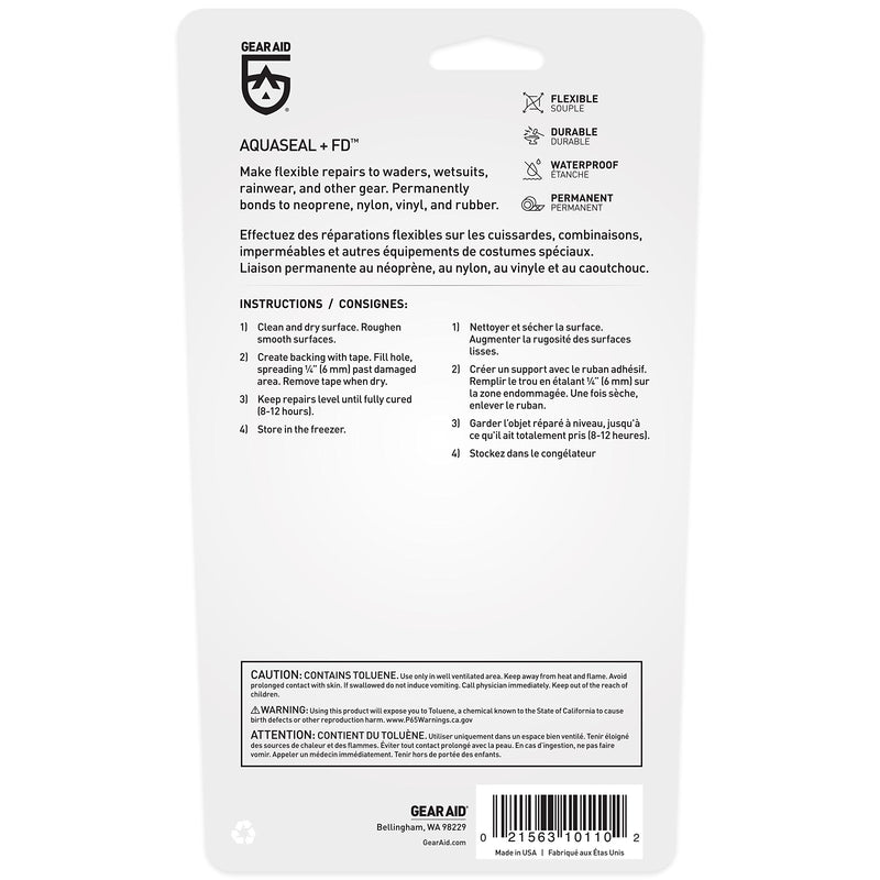  [AUSTRALIA] - GEAR AID Aquaseal FD Flexible Repair Adhesive for Outdoor Gear and Vinyl, Clear Glue .75 Oz