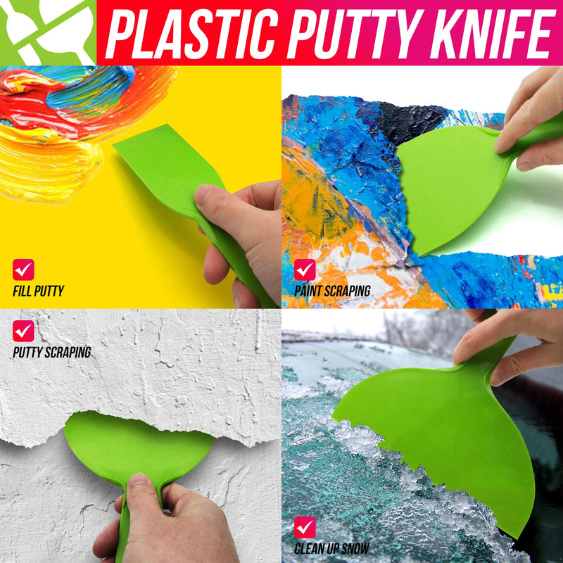  [AUSTRALIA] - BANGBANGSING 4 Pack Putty Knife, Large Size Pack, Flexible Plastic Paint Scraper Tool for Spackling, Wallpaper Scraper Plastic, Spatula Scraper, Spackle Tools