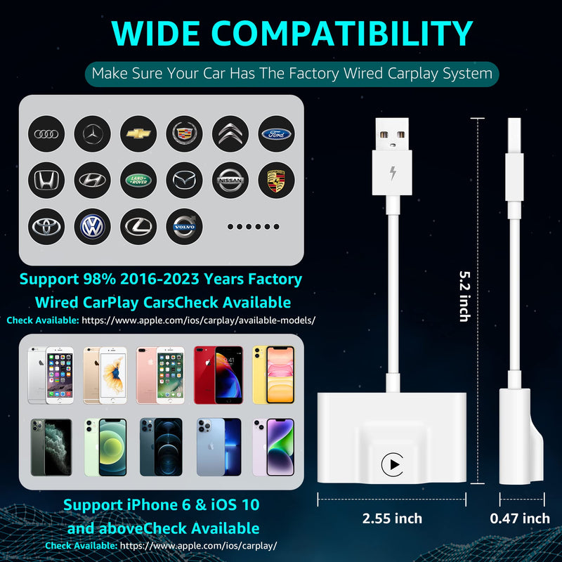  [AUSTRALIA] - [2023 Newest] Wireless CarPlay Adapter, CarPlay Dongle for Factory Wired CarPlay Cars, Convert Wired to Wireless CarPlay, Plug & Play Auto Connect No Delay Online Update for Cars Year 2016-2023