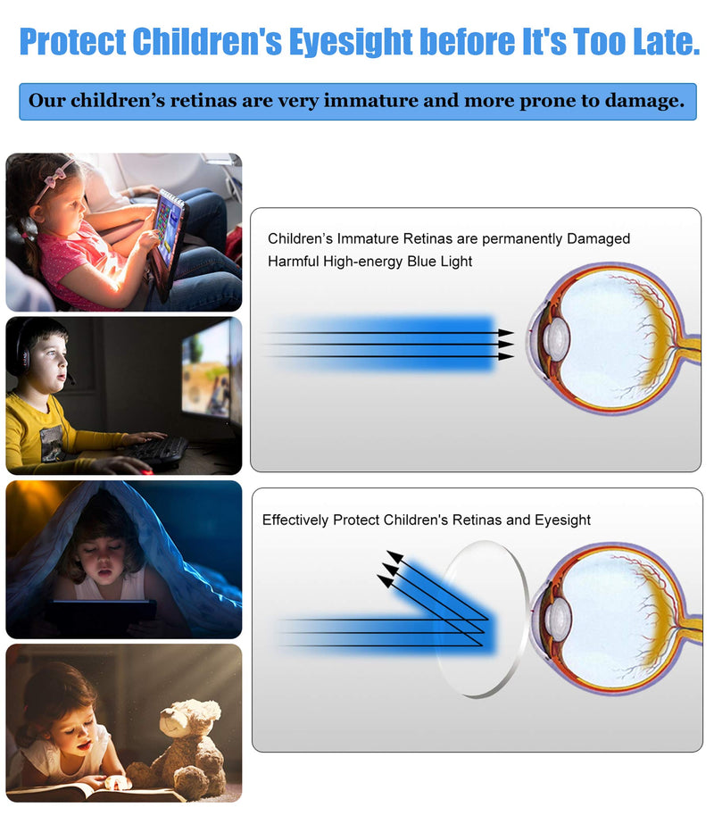  [AUSTRALIA] - Blue Light Blocking Glasses for Kids 2 Pack, Flexible Silicone Computer Gaming Glasses Anti Blue Ray & Eye Strain for Boys Girls Age 3-10