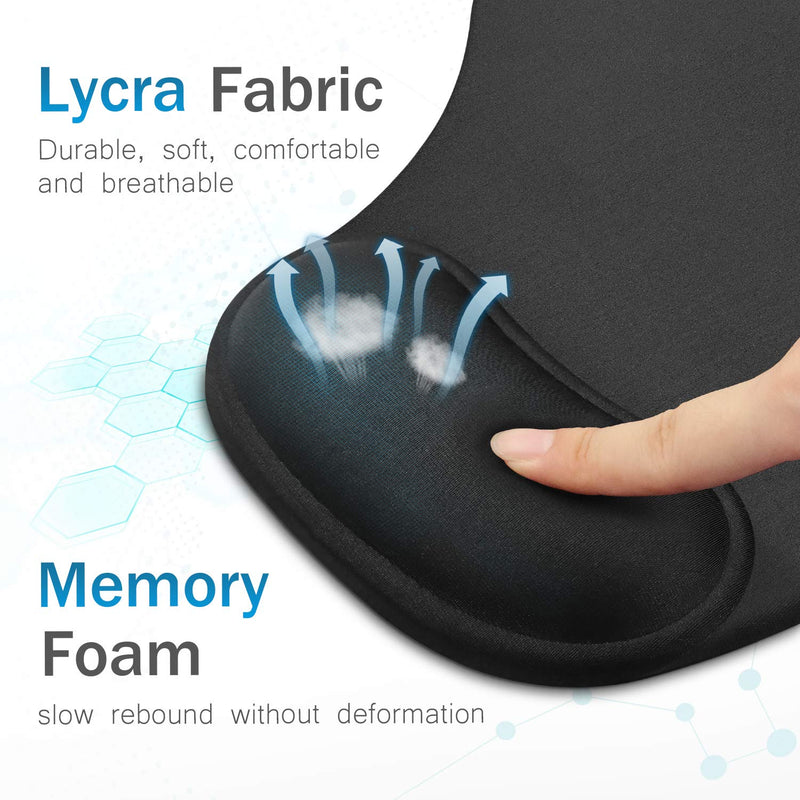  [AUSTRALIA] - JSD Gel Mouse Pad with Wrist Support Wrist Rests 10.00×9.25×1.3 inches (Black, 1 Pack) Black 1 Pack