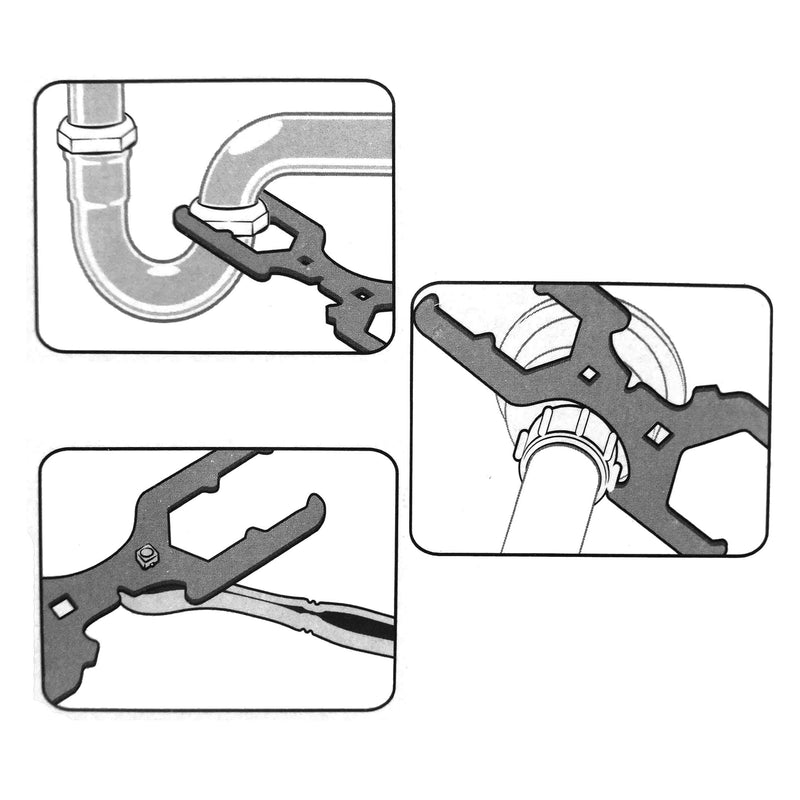  [AUSTRALIA] - HAUTMEC 3 Way Plumber's Sink Strainer Wrench, Fits 1-3/4 inch, 2 inch. and 2-1/2 inch. Nuts， Multifunction Plumbing Wrench PL0037