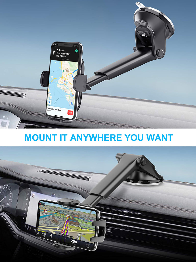  [AUSTRALIA] - APPS2Car Suction Cup Car Phone Holder Mount, Dashboard/Windshield/Window Phone Holder for Car with Ultra Sticky Gel Pad, Compatible with iPhone, Samsung, All Cellphone, Thick Case & Big Phone Friendly