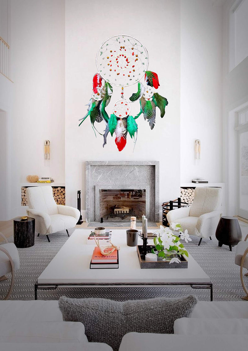  [AUSTRALIA] - KHUUAB White Dream Catcher Handmade Dreamcatcher for Wall Decor and Home Decoration Wall Hanging Bohemian Decor