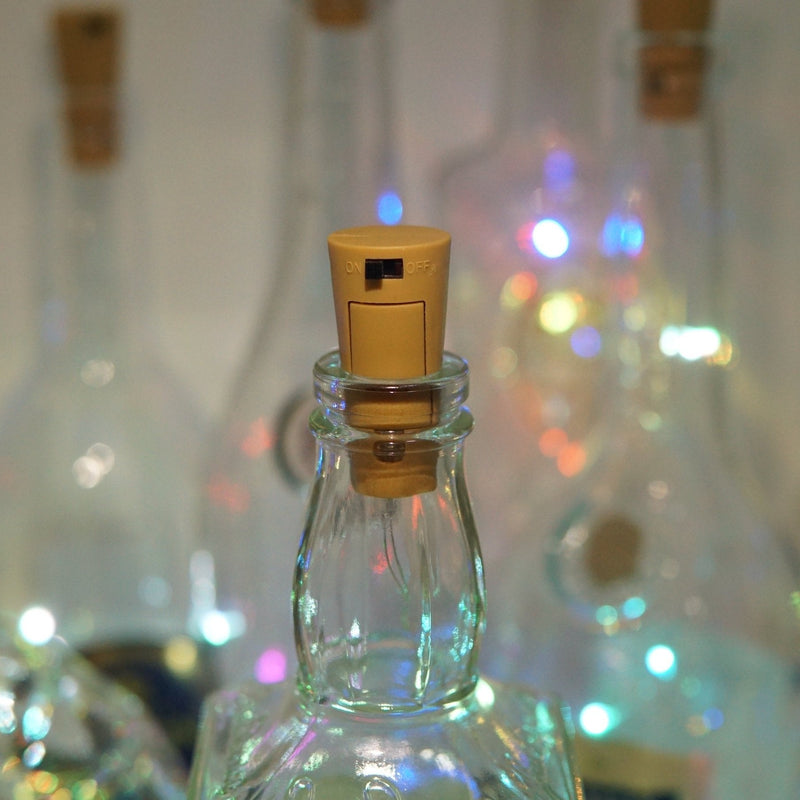  [AUSTRALIA] - LoveNite Wine Bottle Lights with Cork, 10 Pack Battery Operated LED Cork Shape Silver Wire Colorful Fairy Mini String Lights for DIY, Party, Decor, Wedding(4 Colors) 4 Colors