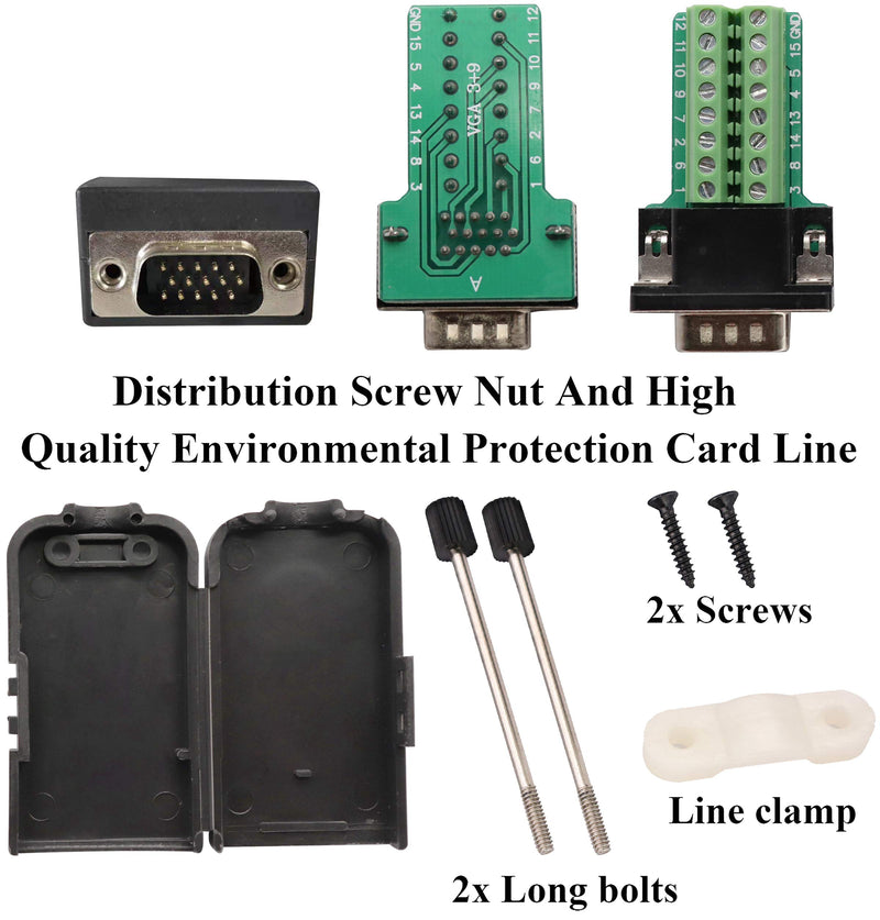 AAOTOKK DB9 Screw Terminal Block Adapter D-SUB 9-pin RS232 Male to 9+1 Pin/Way Female Serial Terminal Breakout Board Connector Signal Module with case (2Pcak/Male) - LeoForward Australia