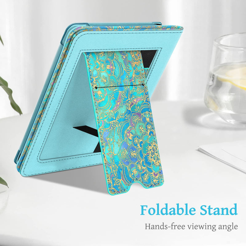  [AUSTRALIA] - Fintie Stand Case for 6.8" Kindle Paperwhite (11th Generation-2021) and Kindle Paperwhite Signature Edition - Premium PU Leather Sleeve Cover with Card Slot and Hand Strap, Shades of Blue Z-Shades of Blue