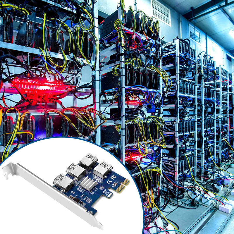  [AUSTRALIA] - PCIe Splitter 1 to 4 Riser Card Extender: PCI Express 1X to External 4 PCI-E USB 3.0 Adapter Multiplier Card for Bitcoin Litecoin Mining