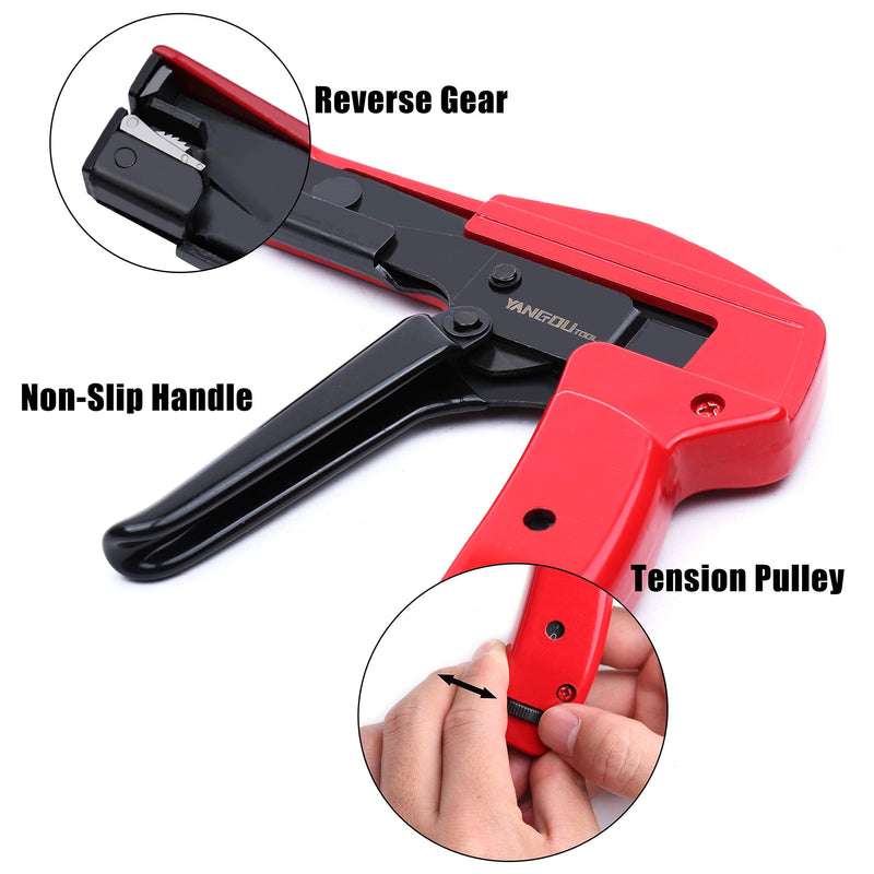  [AUSTRALIA] - Zip Tie Gun,Yangoutool Cable Tie Gun Fastening and Cutting Cable Tie Tool with Steel Handle for Nylon Cable Tie,7 Inches Length