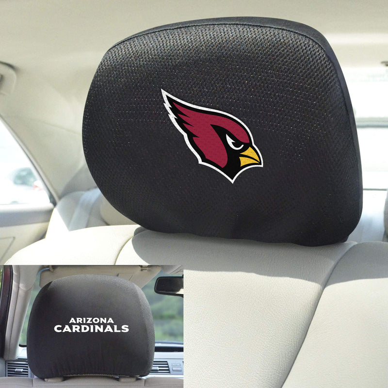  [AUSTRALIA] - FANMATS 12488 NFL - Arizona Cardinals Black Slip Over Embroidered Head Rest Cover Set, 2 Pack
