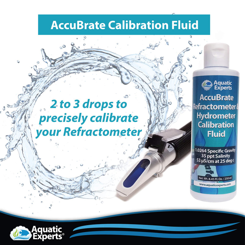 Aquatic Experts AccuBrate Refractometer and Hydrometer Salinity Calibration Fluid – Solution to Accurately Calibrate Refractometer and Hydrometer for Testing Natural Saltwater or Synthetic Sea Water 250 ml - LeoForward Australia