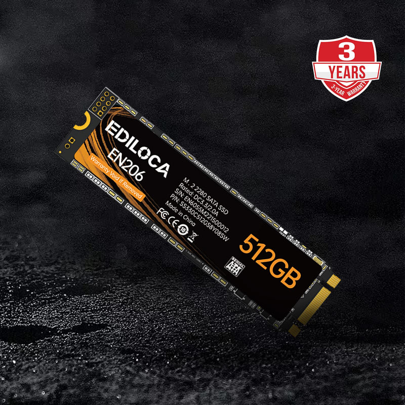  [AUSTRALIA] - EDILOCA EN206 512GB 3D NAND M.2 SSD, M.2 2280 SATA III 6Gb/s SSD Internal Hard Drive, Read/Write Speed up to 550/460 MB/s, Compatible with Ultrabooks, Tablet Computers and Mini PCs
