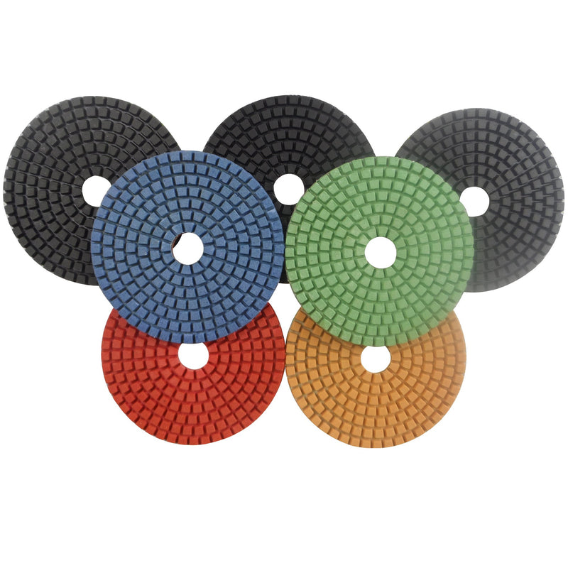  [AUSTRALIA] - Konfor Premium Grade Wet 4" Diamond Polishing Pads Tool 7 Set for Granite Marble Concrete Stone Floor Sanding