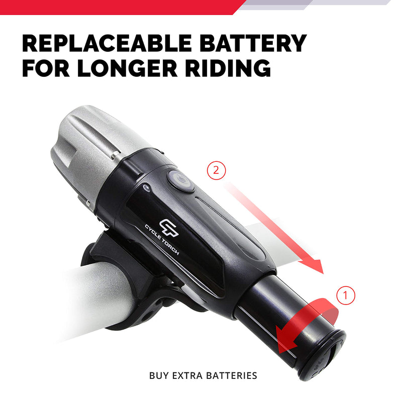 Cycle Torch Shark 550R USB Rechargeable Bike Light Set, Free USB Tail Light Included, Easy On Easy Off, Compatible with Mountain, Kids, Street and Road Bicycles Silver-Grey - LeoForward Australia