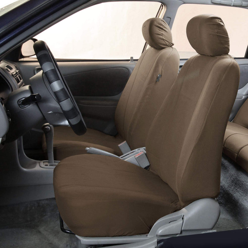  [AUSTRALIA] - TLH Supreme Cloth Seat Covers Front Set, Airbag Compatible, Taupe Color-Universal Fit for Cars, Auto, Trucks, SUV