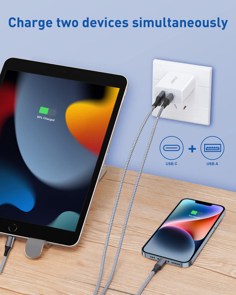  [AUSTRALIA] - iPhone 14 13 12 Super Fast Charger [Apple MFi Certified], LUOSIKE 2-Pack 20W PD Fast USB C Wall Charger Block with 10FT Long USB C to Lightning Cable for iPhone 14 13 12 Pro Max Mini 11 XS XR X, iPad