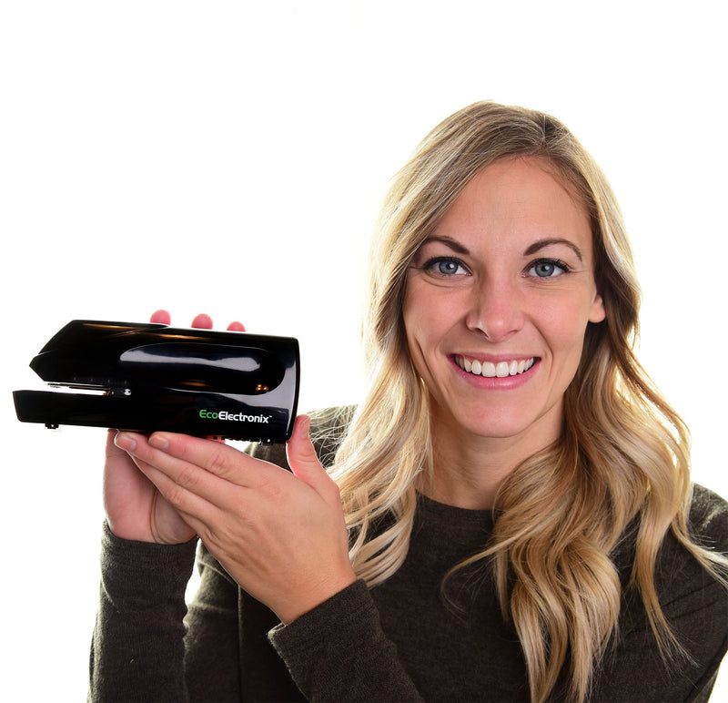 EX-25 Automatic Heavy Duty Electric Stapler - Lifetime Coverage by EcoElectronix - for Professional Daily Use - Staples and Power Cable Included - Full Strip Jam-Free Operation - 25-30 Sheet Max Black - LeoForward Australia