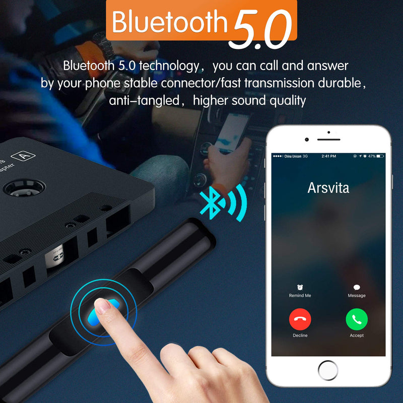 Arsvita Car Audio Bluetooth Cassette Receiver, Tape Player Bluetooth 5.0 Cassette Aux Adapter - LeoForward Australia