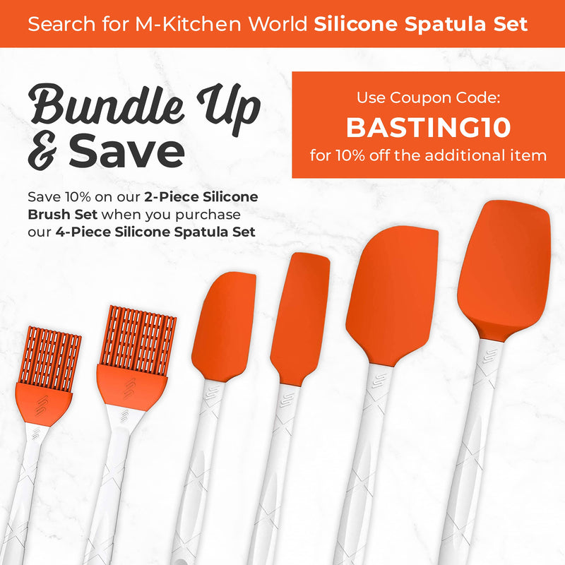 M KITCHEN WORLD Basting Brush for Cooking - Set of 2 Large and Small Silicone Pastry Brushes for Baking, Oil and BBQ Spreading - Kitchen Utensils Orange - LeoForward Australia