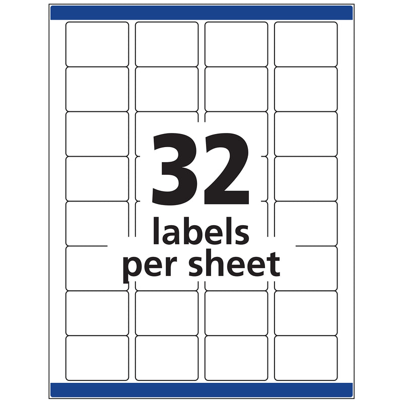 Avery 06570 Permanent ID Labels for Laser and Inkjet Printers, 1.25 x 1.75 Inch, White, 480 Labels (6570) 1 Pack - LeoForward Australia