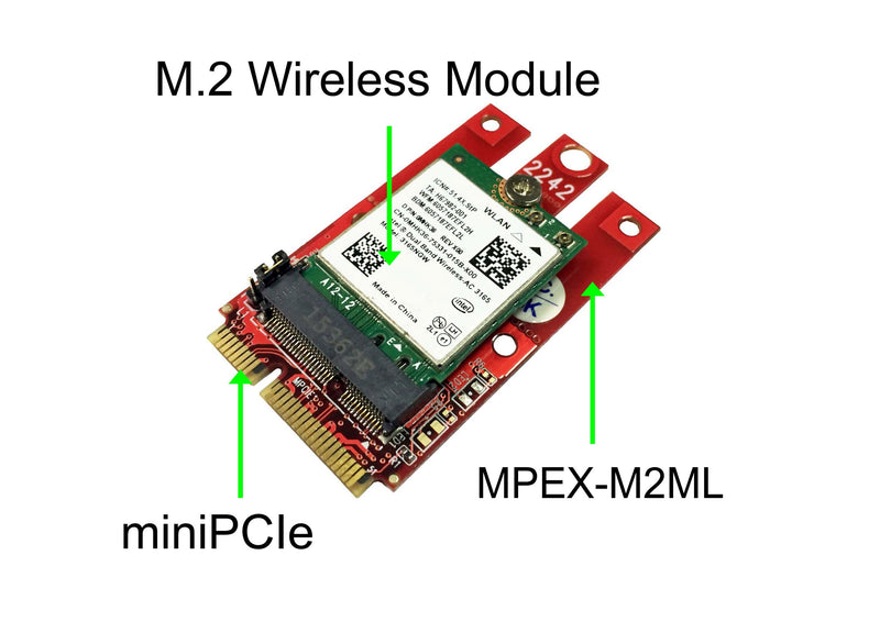 Ableconn MPEX-M2WL Mini PCIe Adapter with M.2 Key E Slot - Support PCIe and USB Based M.2 E Key and A-E Key Module for Mini PCI Express - Work for WiFi & Bluetooth M2 Module E Key M.2 Slot - LeoForward Australia