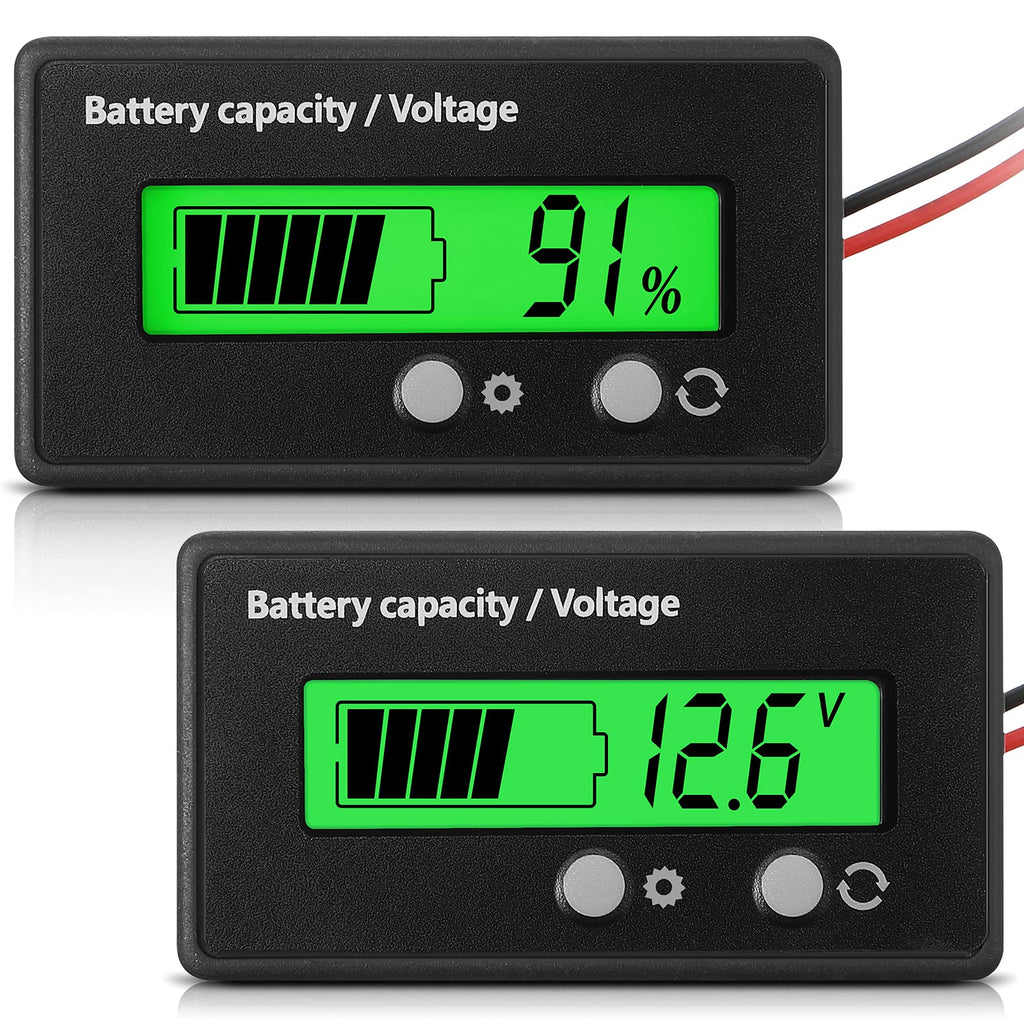  [AUSTRALIA] - DC 12V 24V 36V 48V 60V 72V 84V Battery Meter with Alarm, Front Setting Switch Key, Battery Capacity Voltage Voltmeter Monitor Lead Acid Lithium Ion Display (Green)