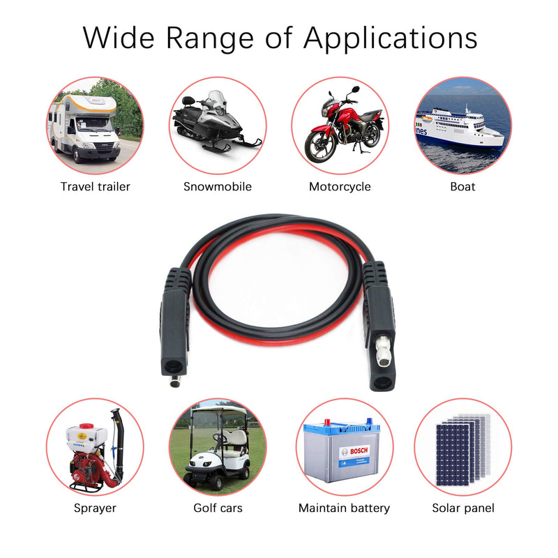  [AUSTRALIA] - CERRXIAN 3ft 14AWG SAE to SAE 2 Pin Quick Disconnect Power Automotive Extension Cable for Solar Panels Battrey 1m Black&Red 1.0 Meters