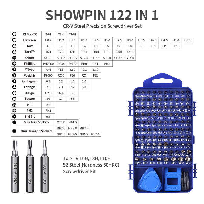  [AUSTRALIA] - 122 in 1 Professional Laptop Repair Screwdriver Set, Precision PC, Computer Repair Kit, with 101 Magnetic Bit and 21 Practical Repair Tools, Suitable for MacBook, Tablet, PS4, Xbox Controller Repair BLUE