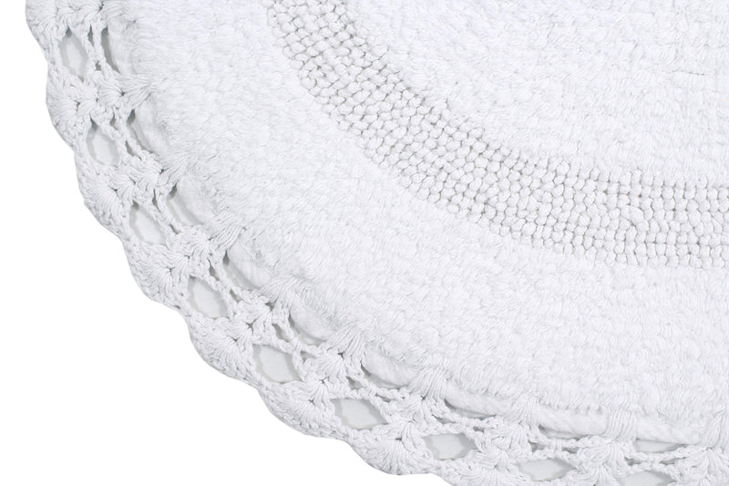  [AUSTRALIA] - Home Weavers Hampton Crochet Bathmat Collection Absorbent Cotton Soft Reversible Bath Rug, Machine Washable, 17"x24", White 17"x24"