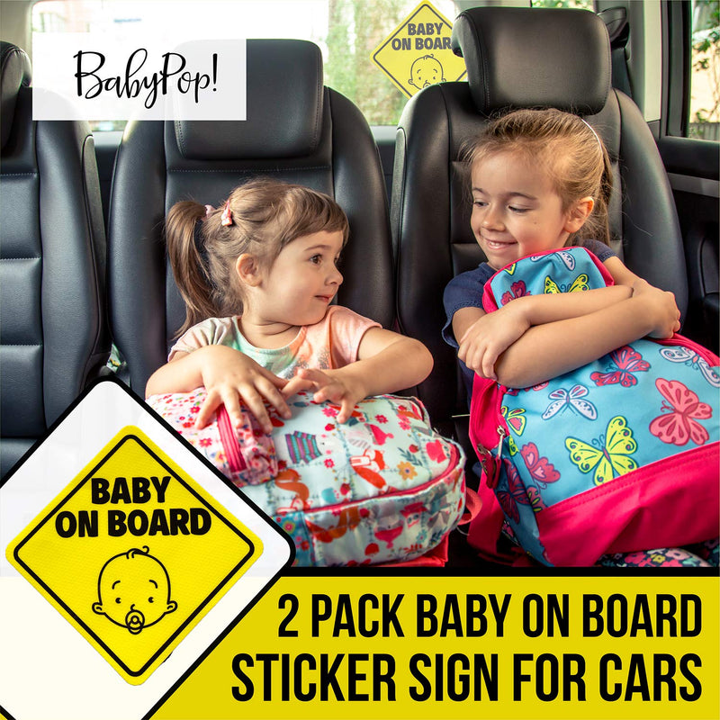  [AUSTRALIA] - BabyPop! 2 Pack Baby On Board Sticker Sign for Cars, No Residue and See Through Safety Cute Design 2 Pack A) Yellow