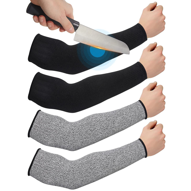  [AUSTRALIA] - 2 Pairs Cut Resistant Sleeves Thin Arm Protectors Arm Guard Protectors for Thin Skin and Bruising Arm Sleeves for Men Women Gray, Black