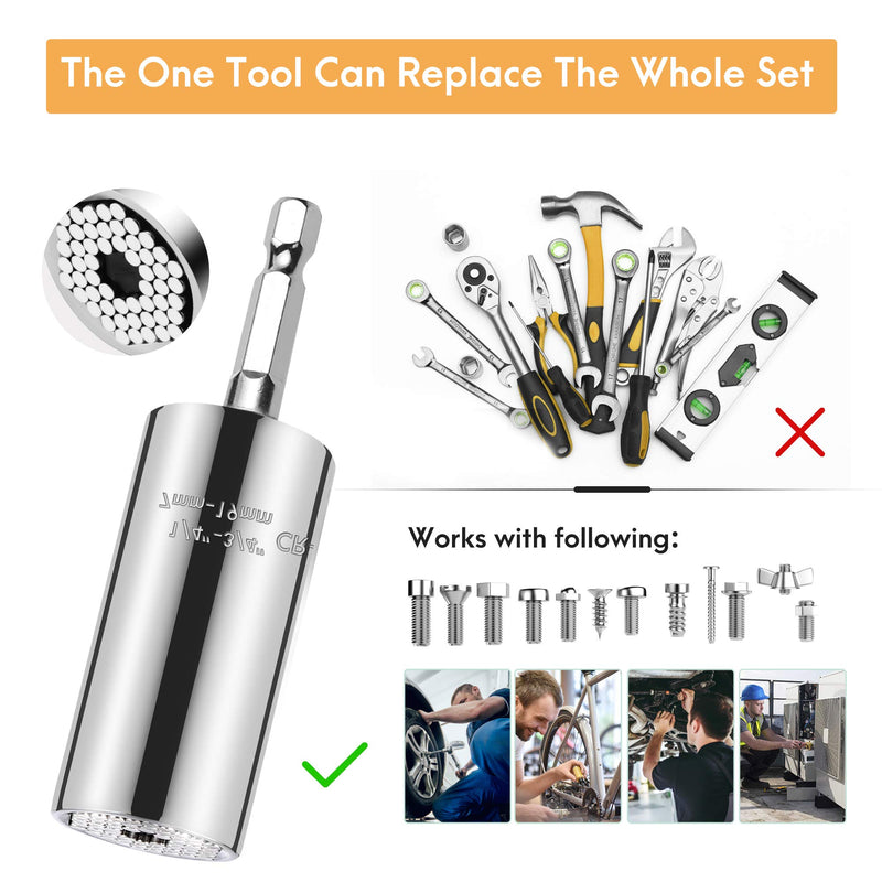 Gifts for Dad Universal Super Socket Tool Set 3pcs, (7-19mm)Ratchet Socket Wrench Set With Power Drill Adapter Cool Gadgets Multitool Hand DIY Tools Gifts for Men/Husband/Father/Boyfriend - LeoForward Australia