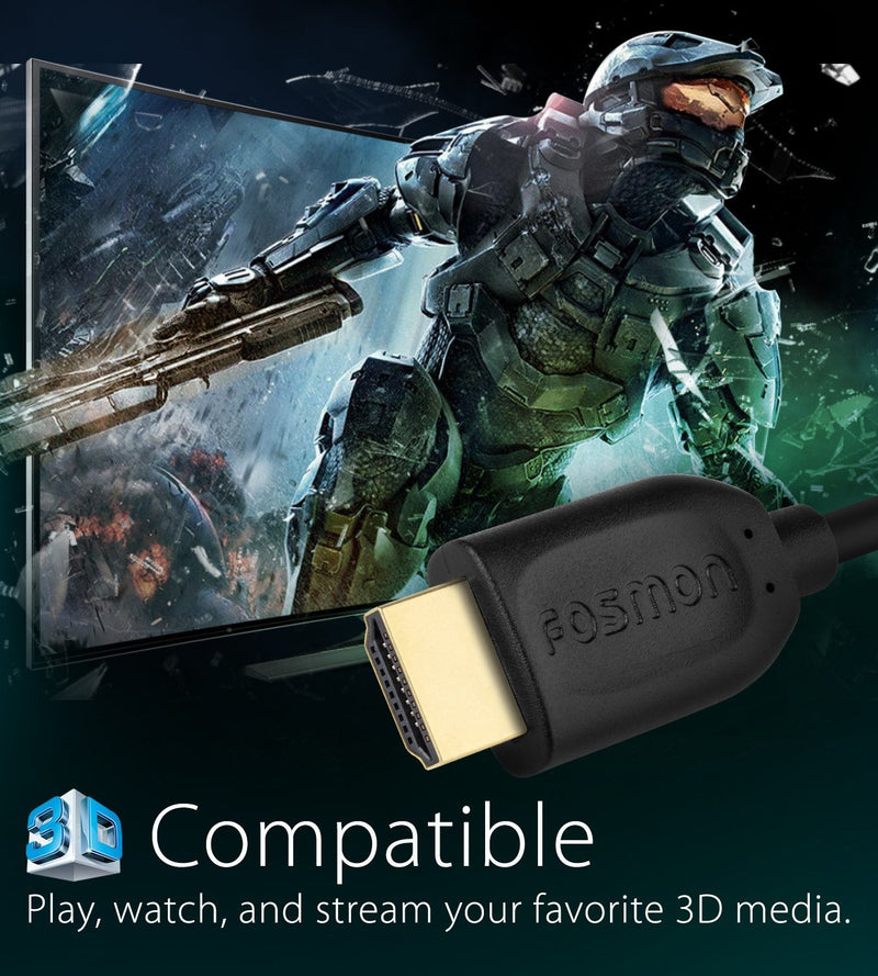  [AUSTRALIA] - Fosmon 4K HDMI Cable 6 FT (2 Pack), Gold-Plated Ultra High Speed [10.2Gbps UHD 2160p@30Hz 3D HD 1080p] Supports Fire TV, Apple TV, Ethernet, Audio Return, Xbox Playstation PS3 PS4 PC